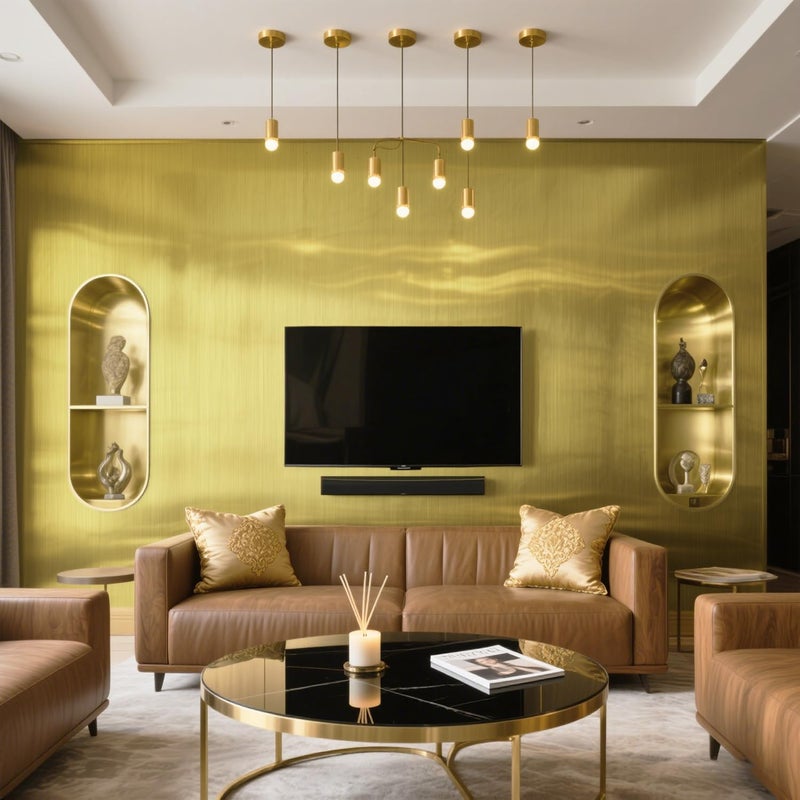 Timeet Gold Self Adhesive Wallpaper 17.7â€X 118â€ Metallic Gold Contact Paper Metal Look Self Adhesive Peel and Stick Wallpaper Waterproof Wall Paper DIY Decor Shelf Liner Covering - Image 4